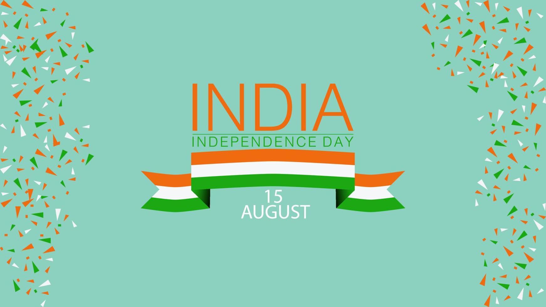 Indiens självständighetsdag affischillustration, 15 augusti horisontell flygblad av Indiens nationella helgdag. firande affisch i flaggfärger vektor