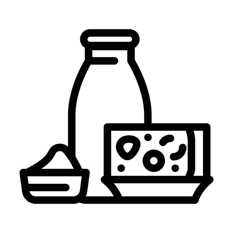 mjölk och ost mejeriprodukt linje ikon vektorillustration vektor