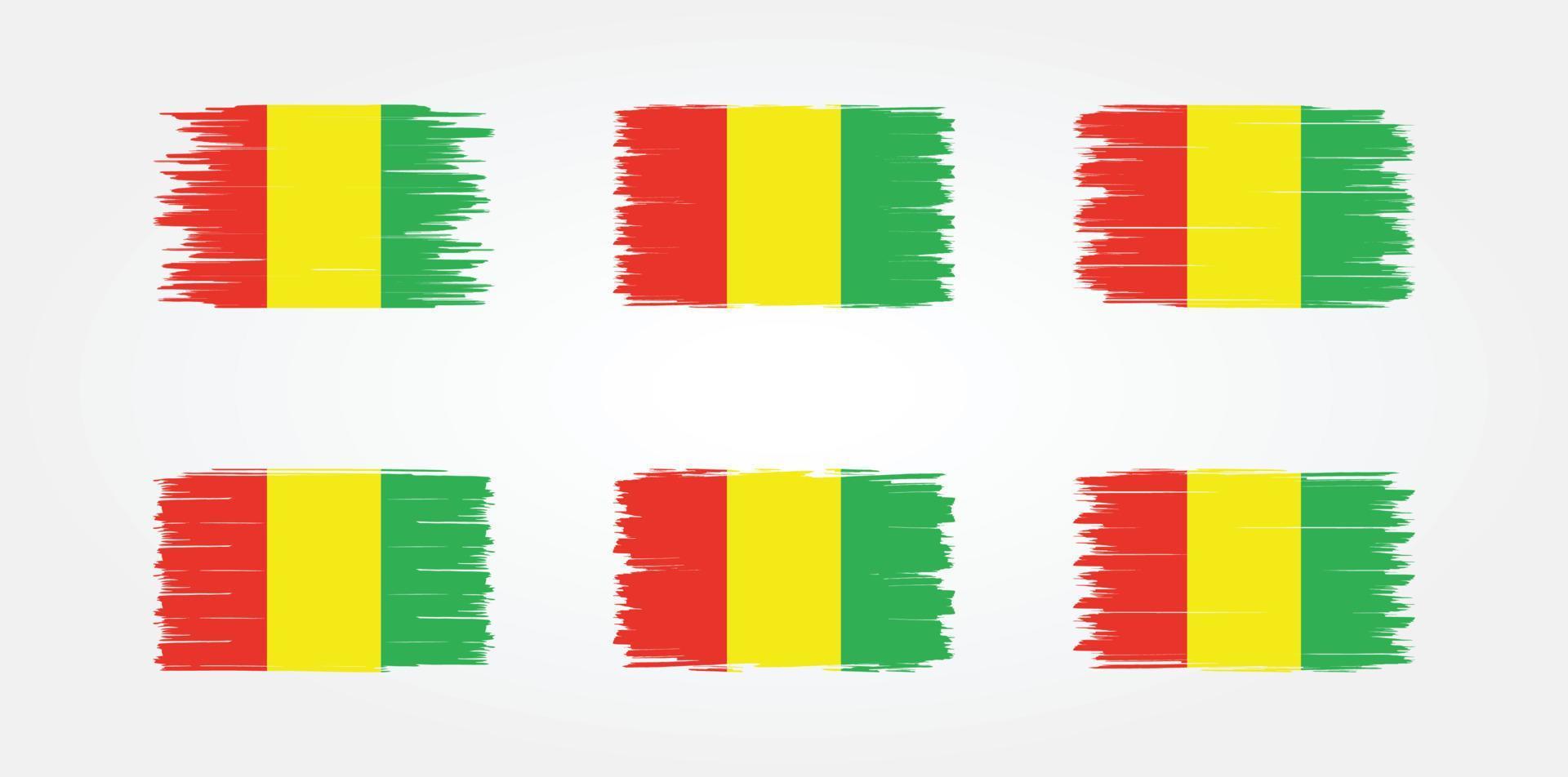 guinea flag pinselsammlung. Nationalflagge vektor