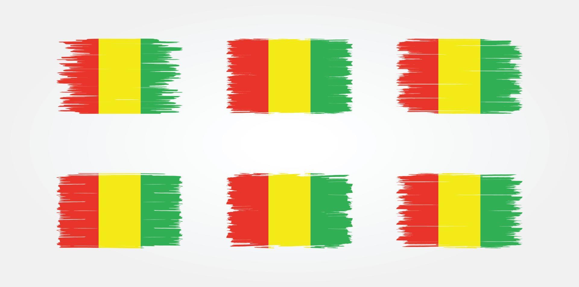 samling av borstar för guinea flagga. National flagga vektor