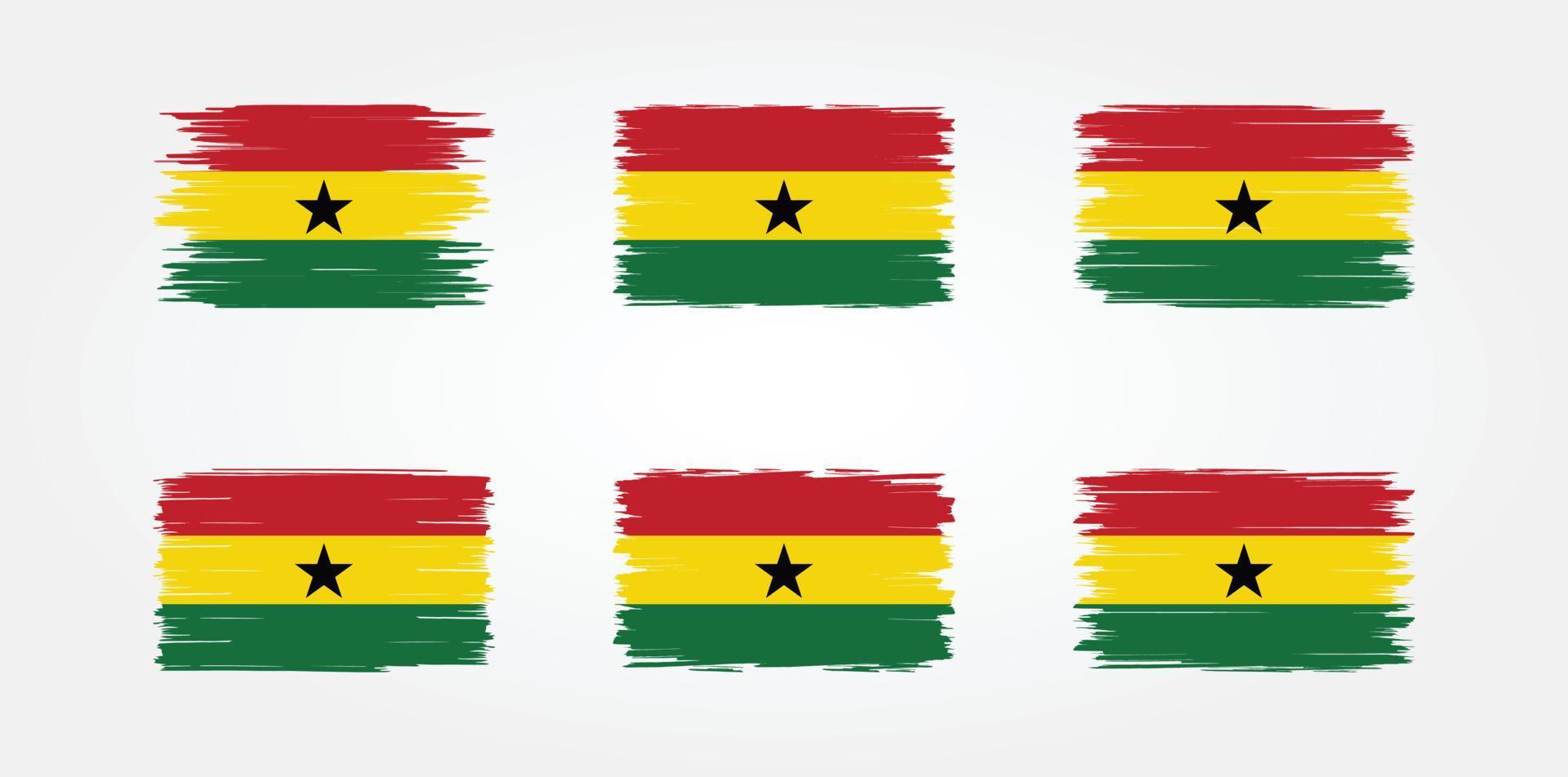 ghana flagga borste samling. National flagga vektor