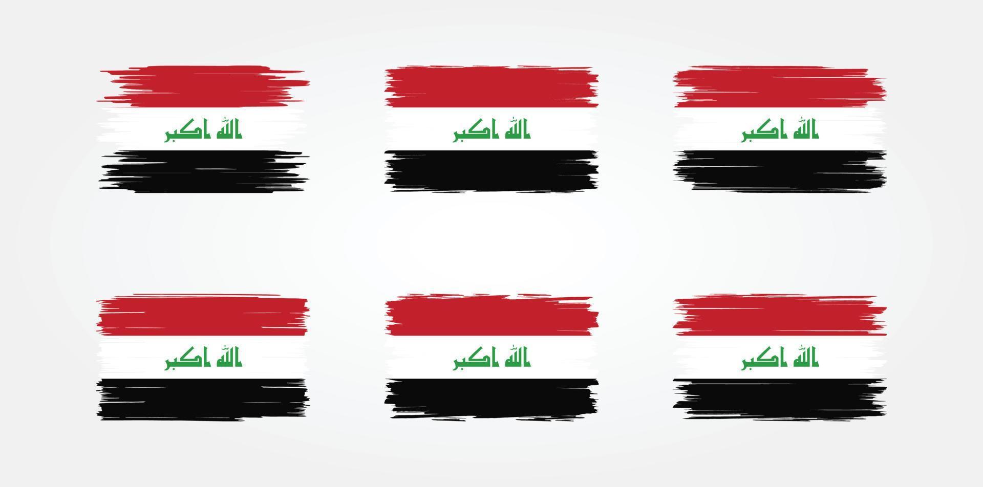 irak flag pinselsammlung. Nationalflagge vektor