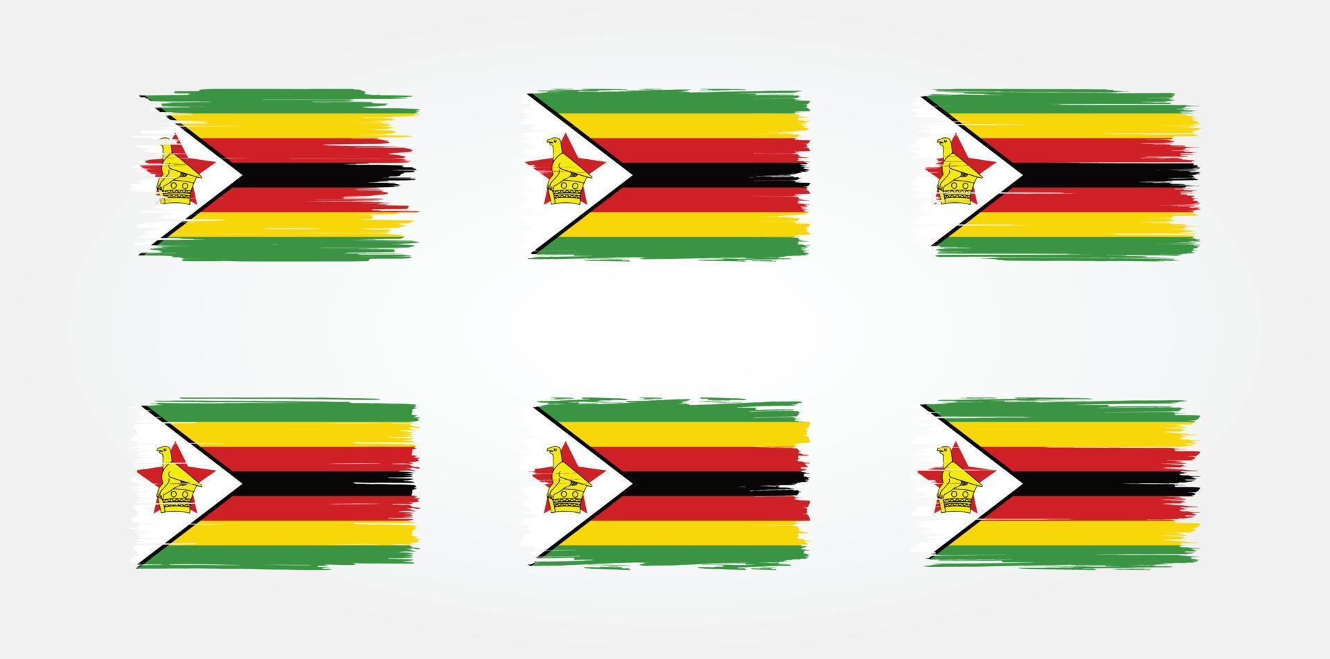 samling av borstar för zimbabwe flagga. National flagga vektor