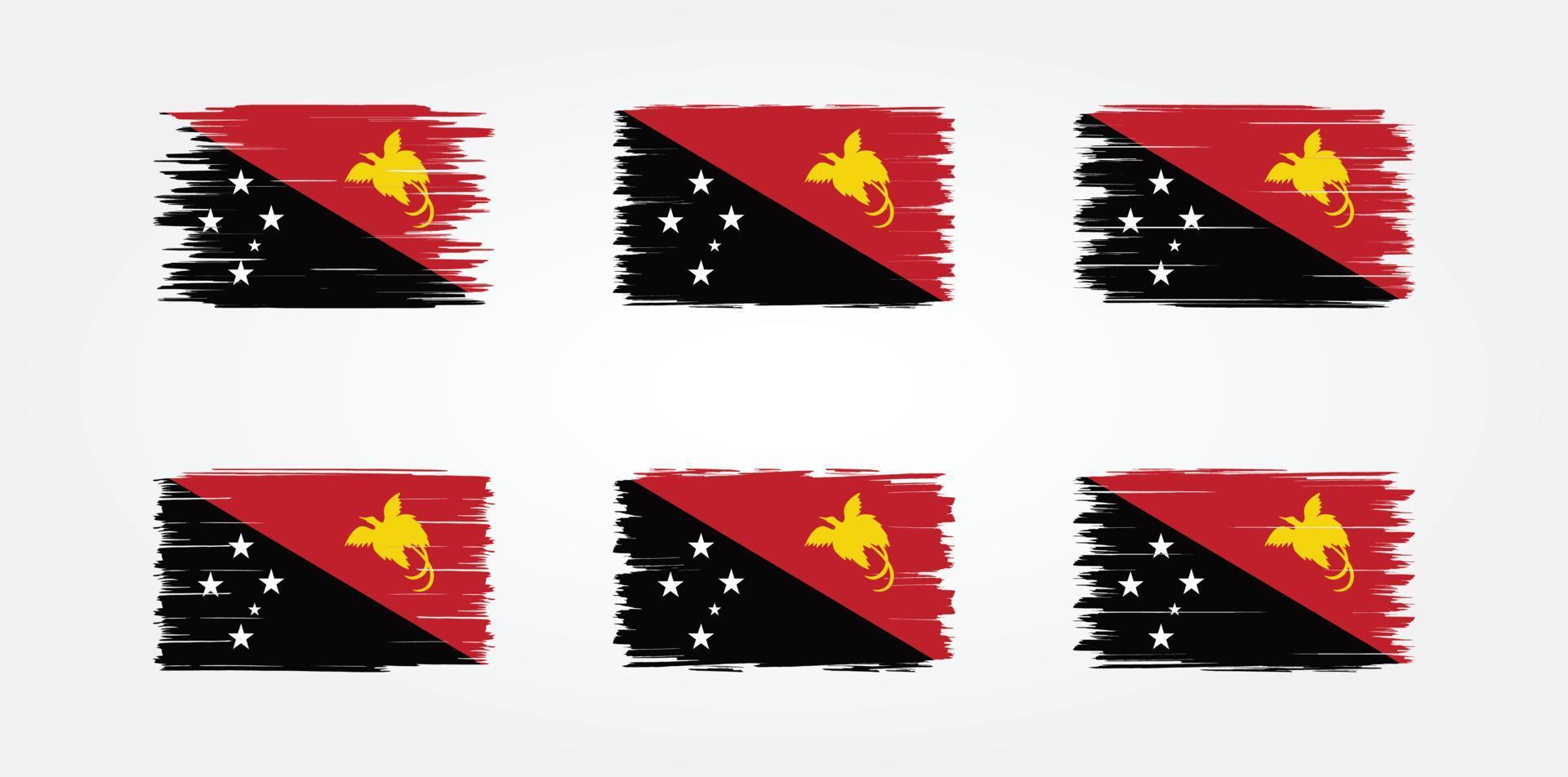 papua-neuguinea-flaggenbürstensammlung. Nationalflagge vektor