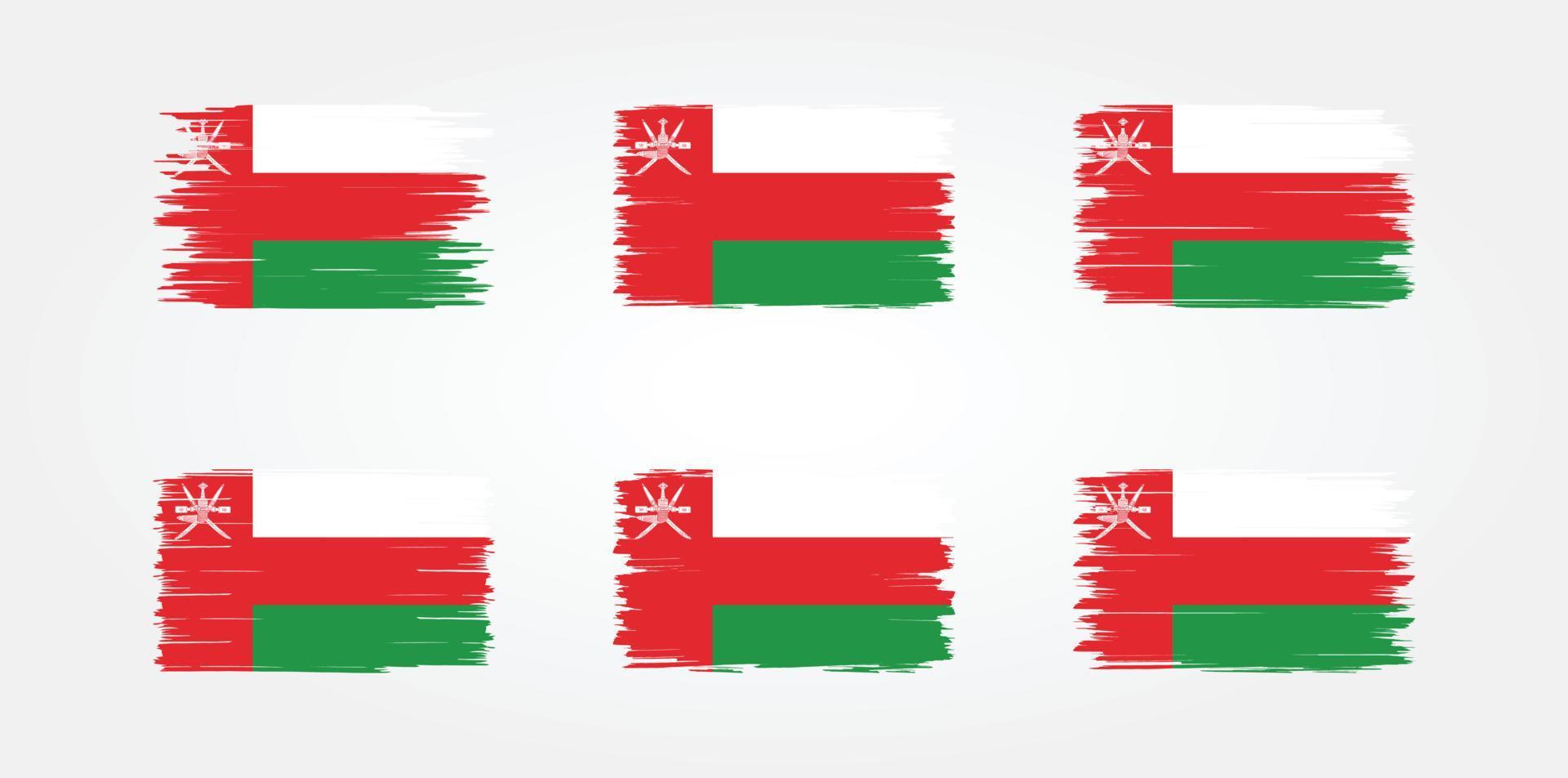 oman flag pinselsammlung. Nationalflagge vektor