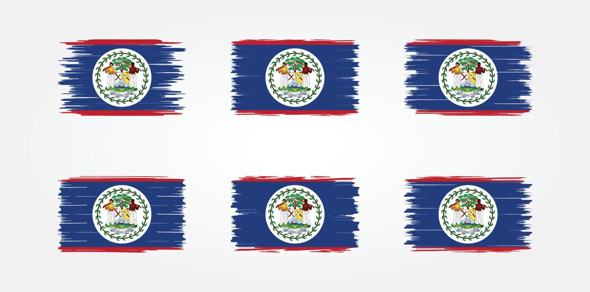 belize flag pinselsammlung. Nationalflagge vektor