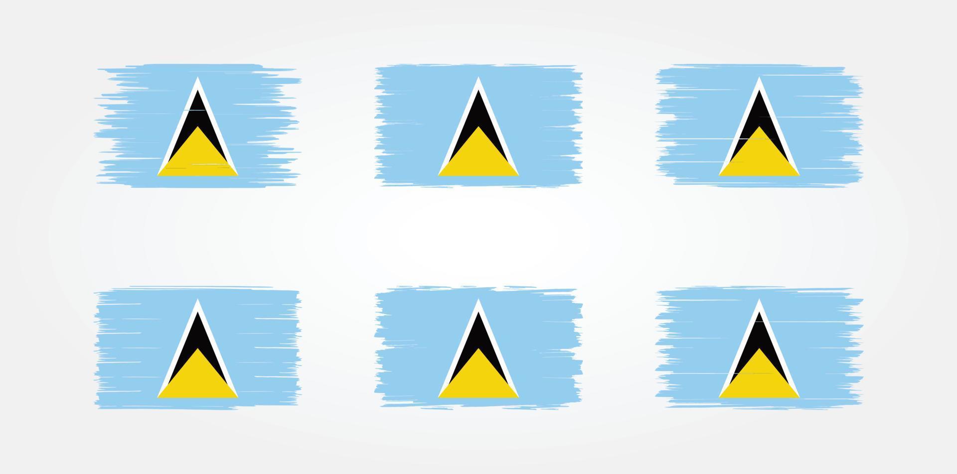 st lucia flag pinselsammlung. Nationalflagge vektor