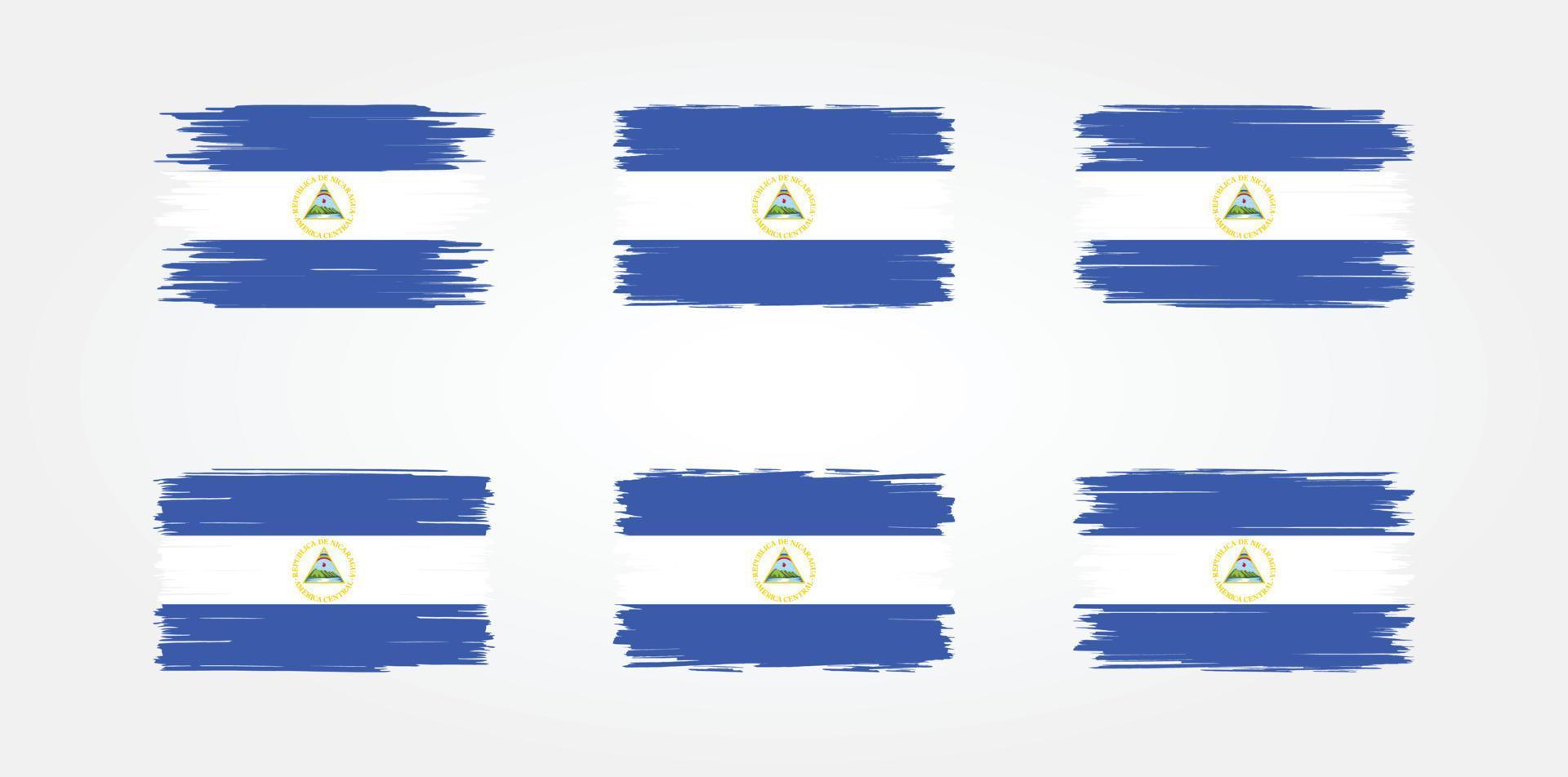 Nicaragua-Flagge-Pinsel-Sammlung. Nationalflagge vektor