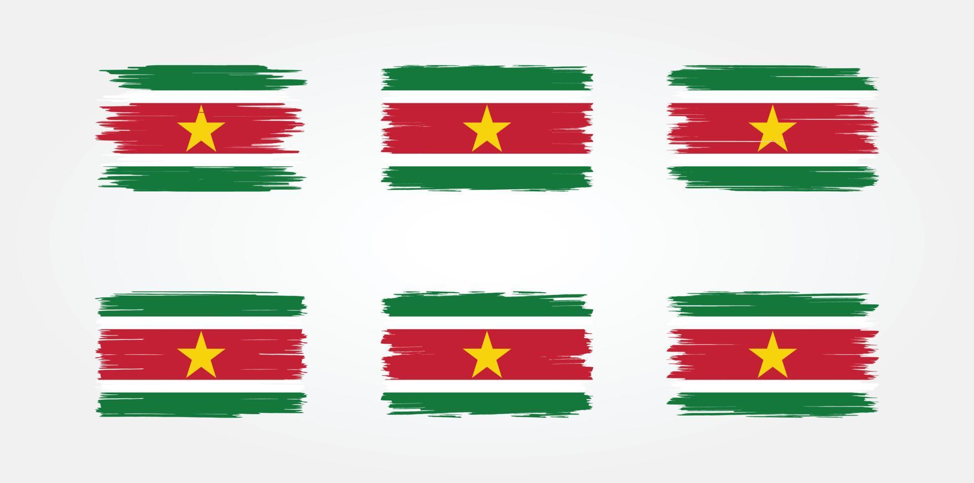 surinam flag pinselsammlung. Nationalflagge vektor