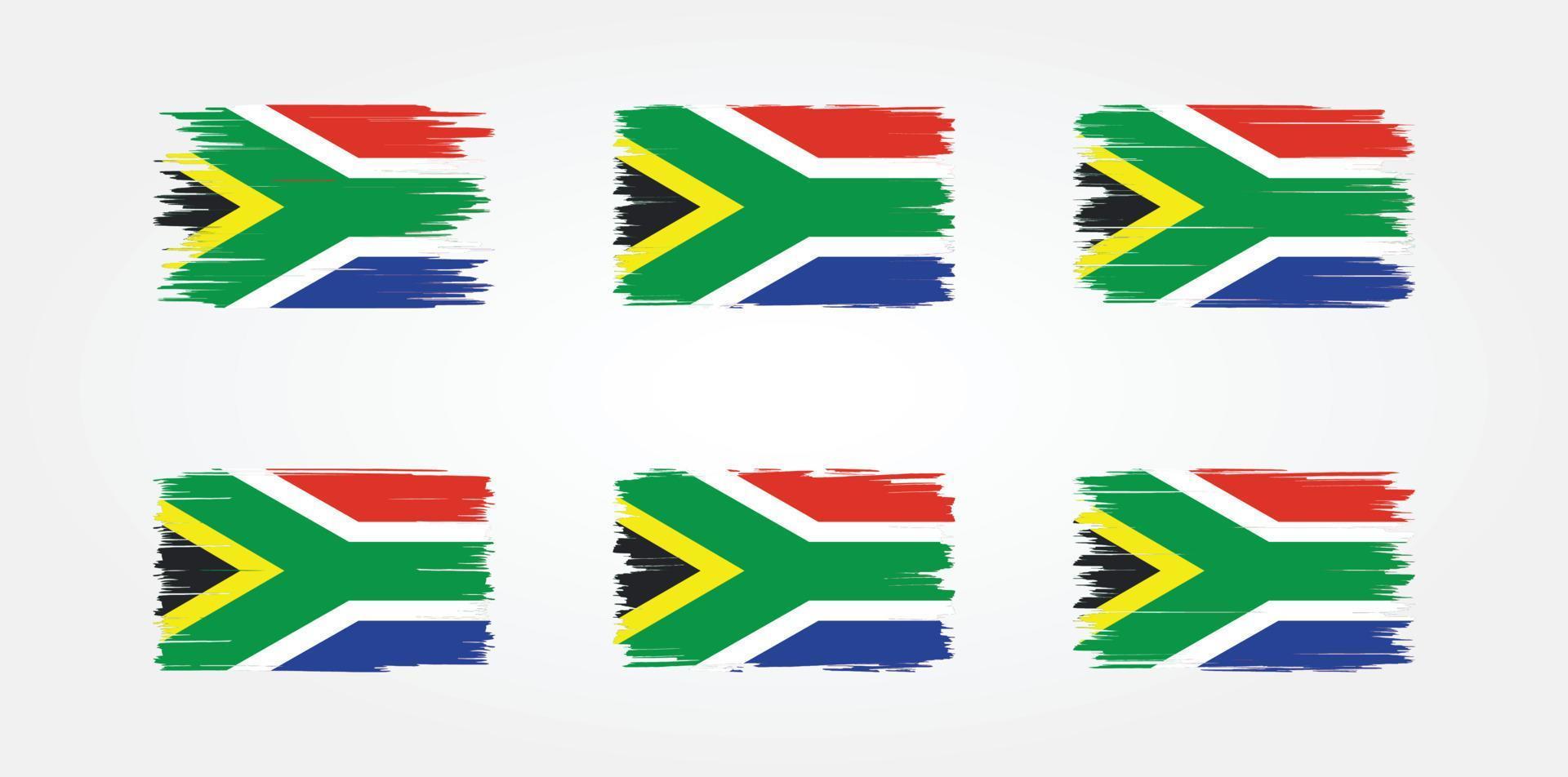 Bürstensammlung mit südafrikanischer Flagge. Nationalflagge vektor