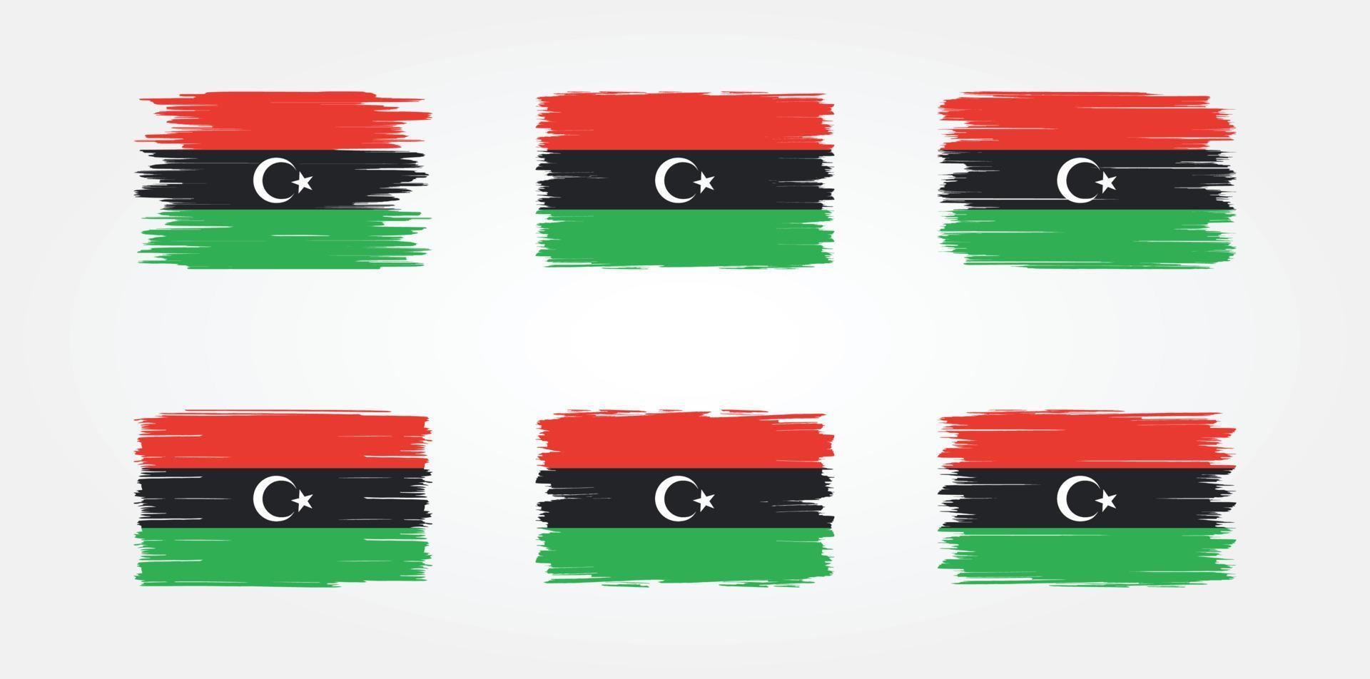 libyens flagga borste samling. National flagga vektor