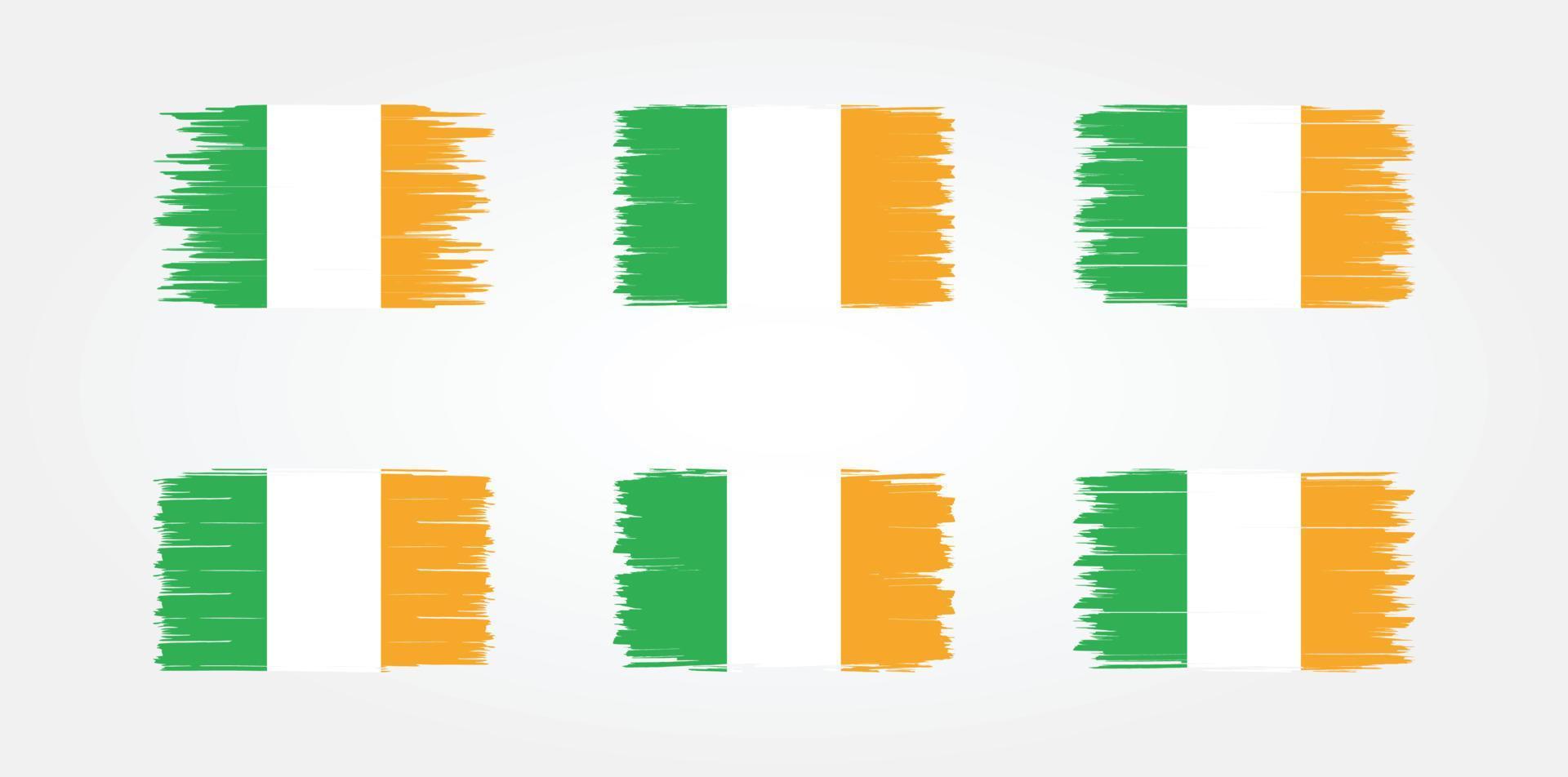 irlands flagga borste samling. National flagga vektor
