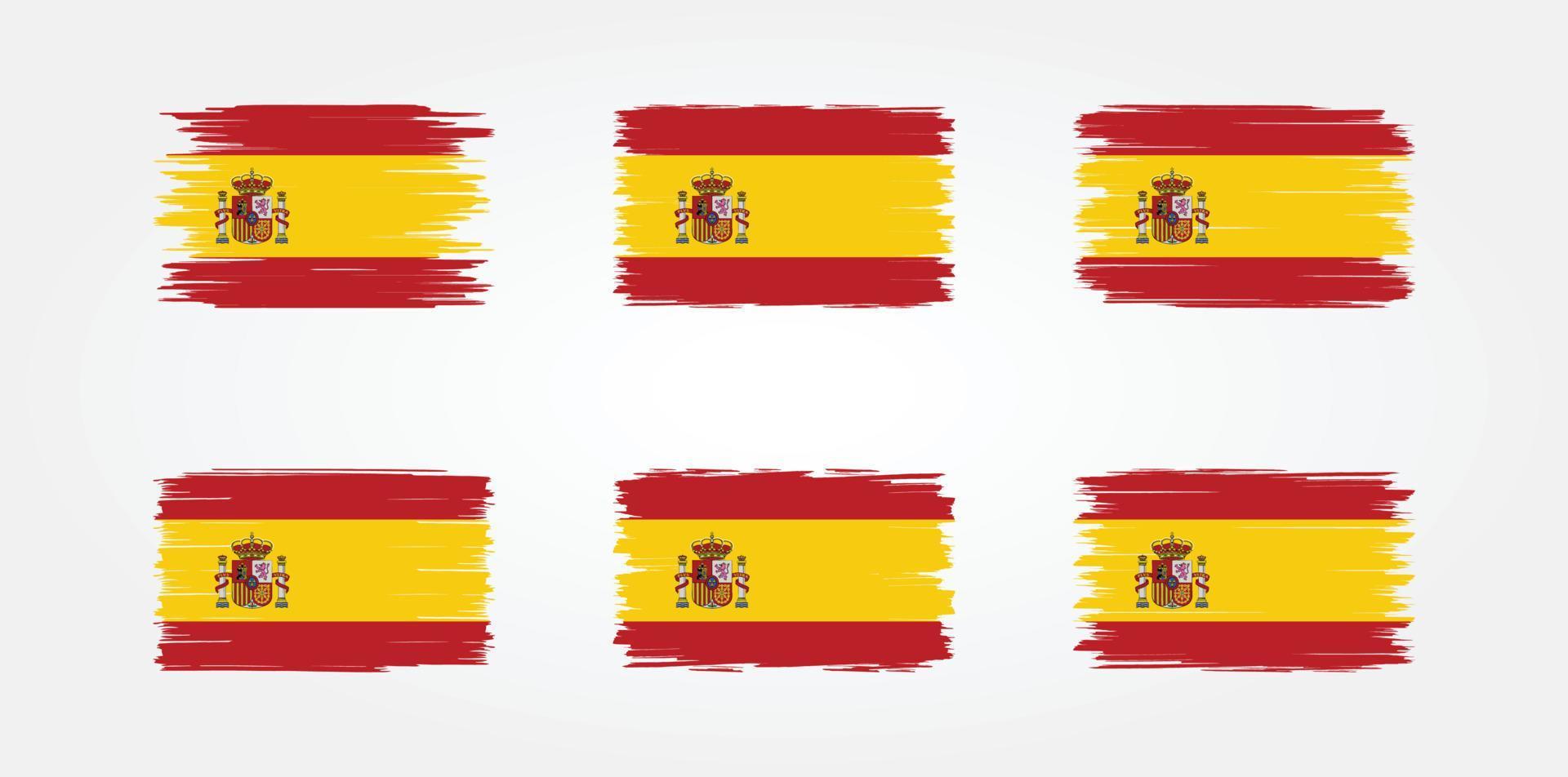 spaniens flagga borste samling. National flagga vektor