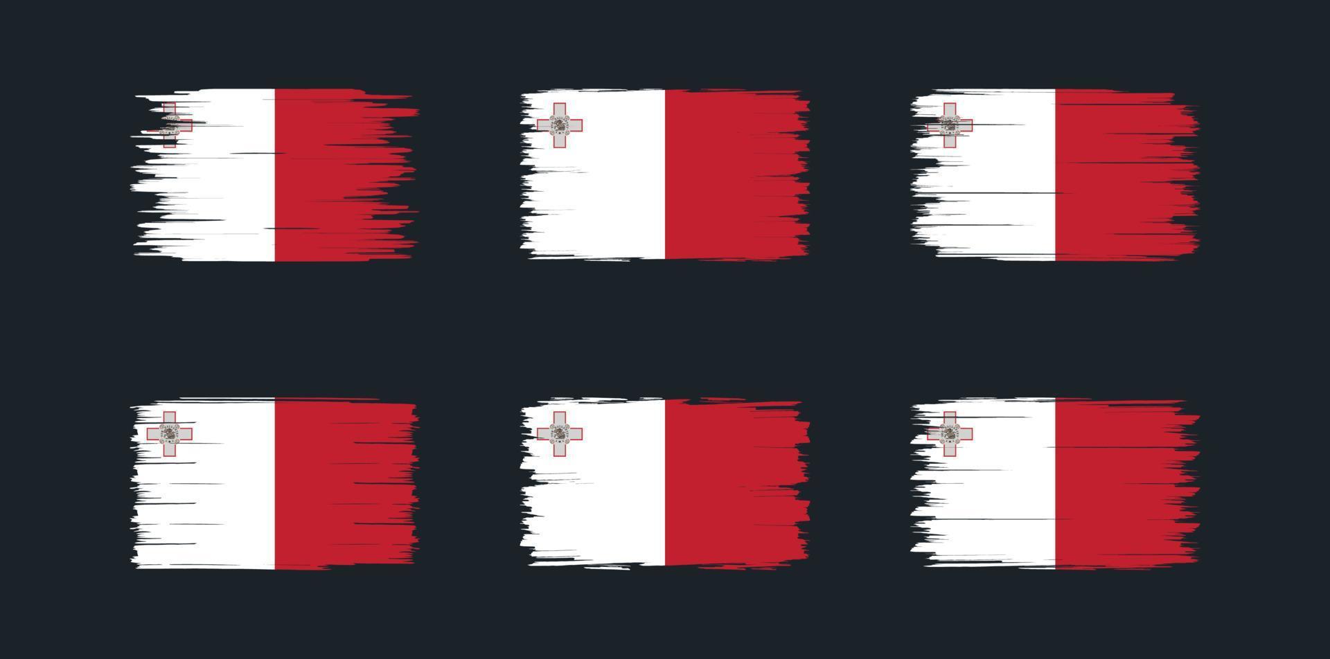 malta flag pinselsammlung. Nationalflagge vektor