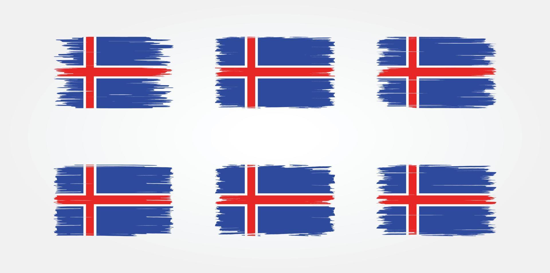 Pinselsammlung mit isländischer Flagge. Nationalflagge vektor