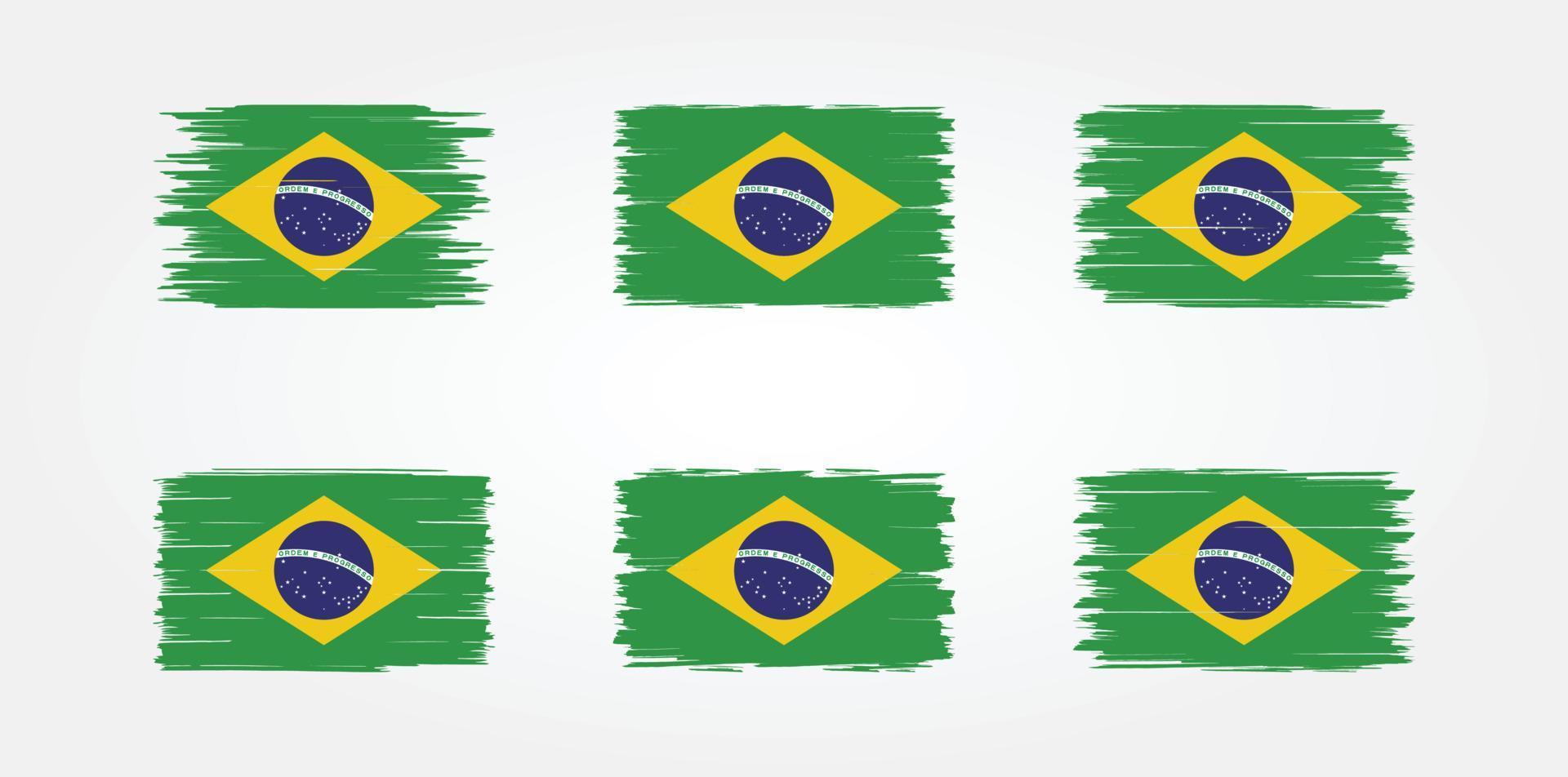samling av borstar för Brasiliens flagga. National flagga vektor