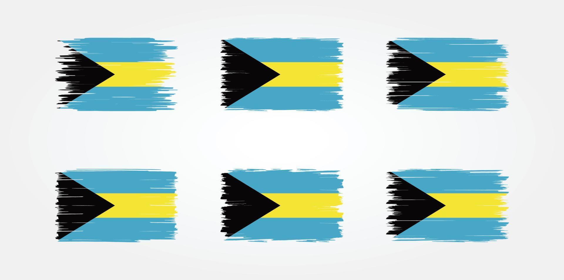 bahamas-flaggenbürstensammlung. Nationalflagge vektor