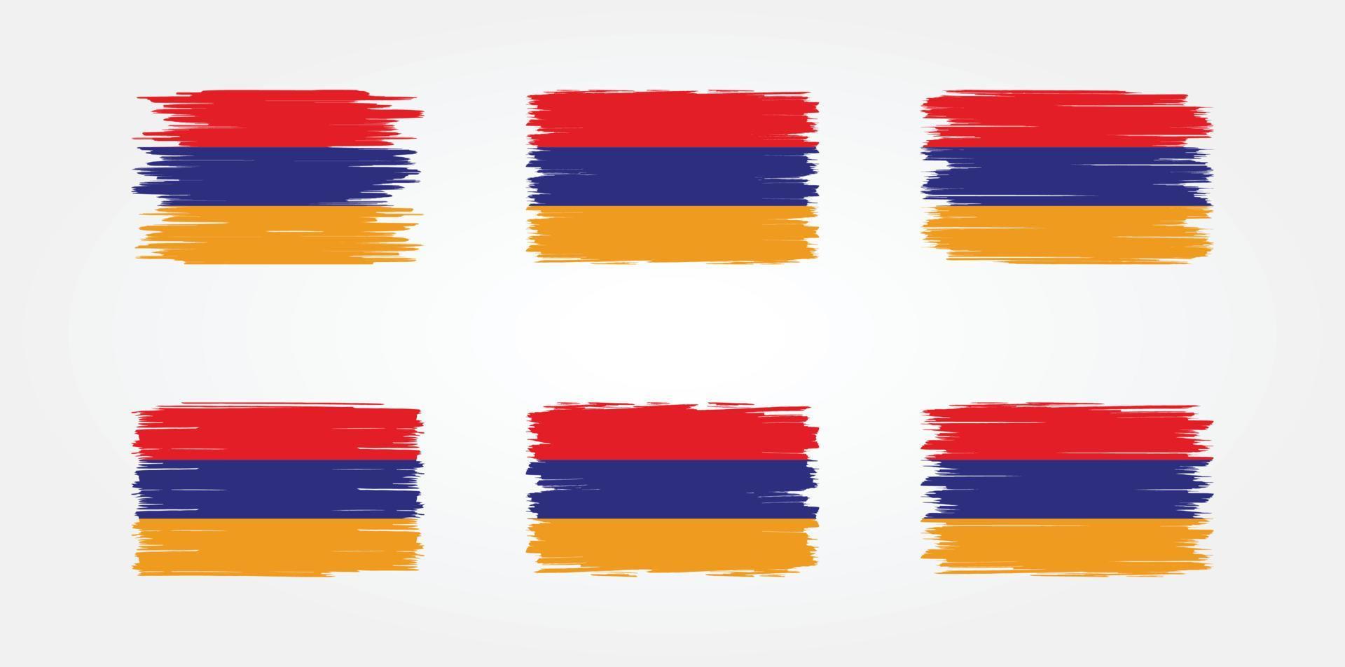 samling av borstar för armeniens flagga. National flagga vektor