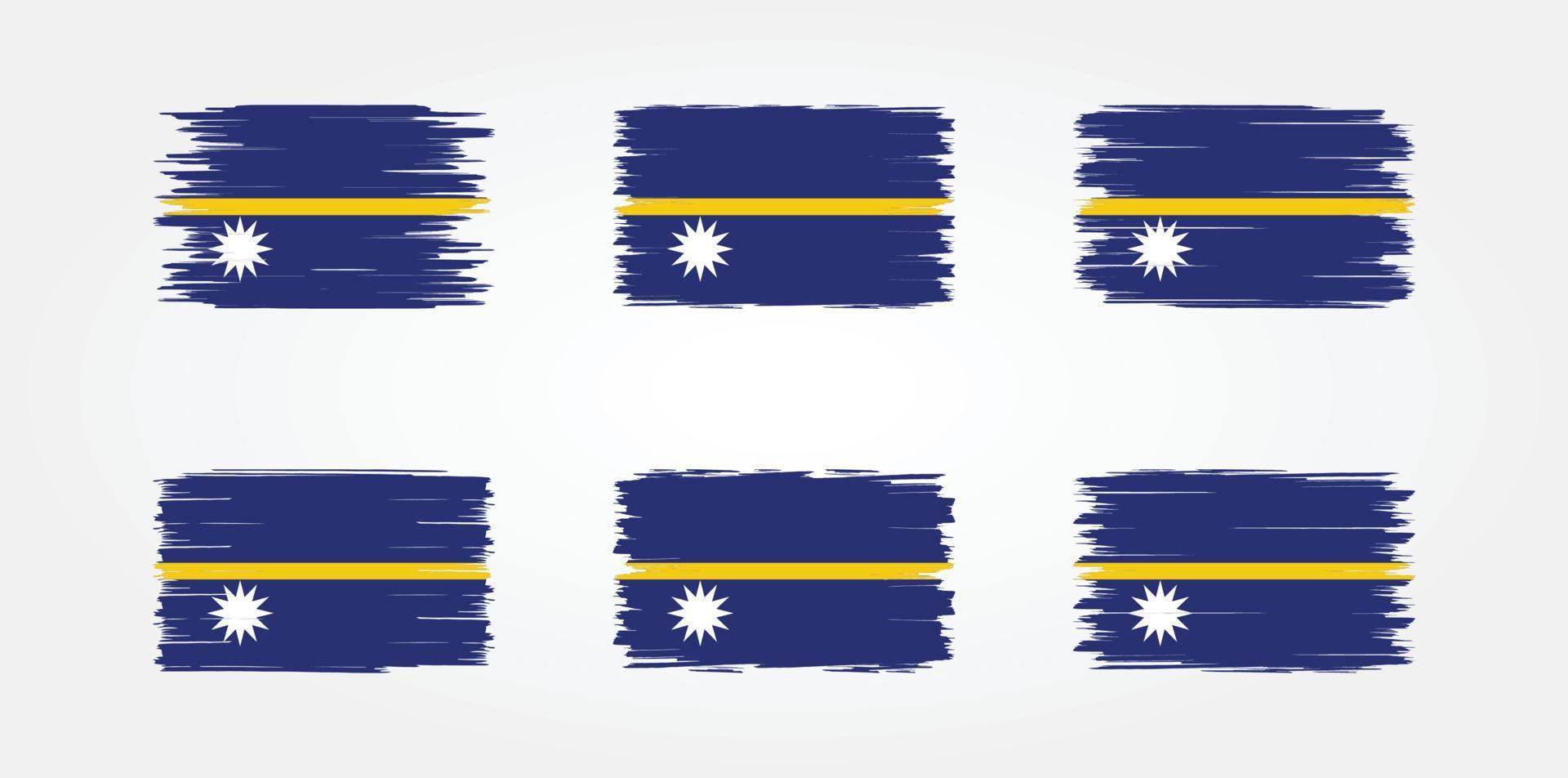 nauru flag pinselsammlung. Nationalflagge vektor