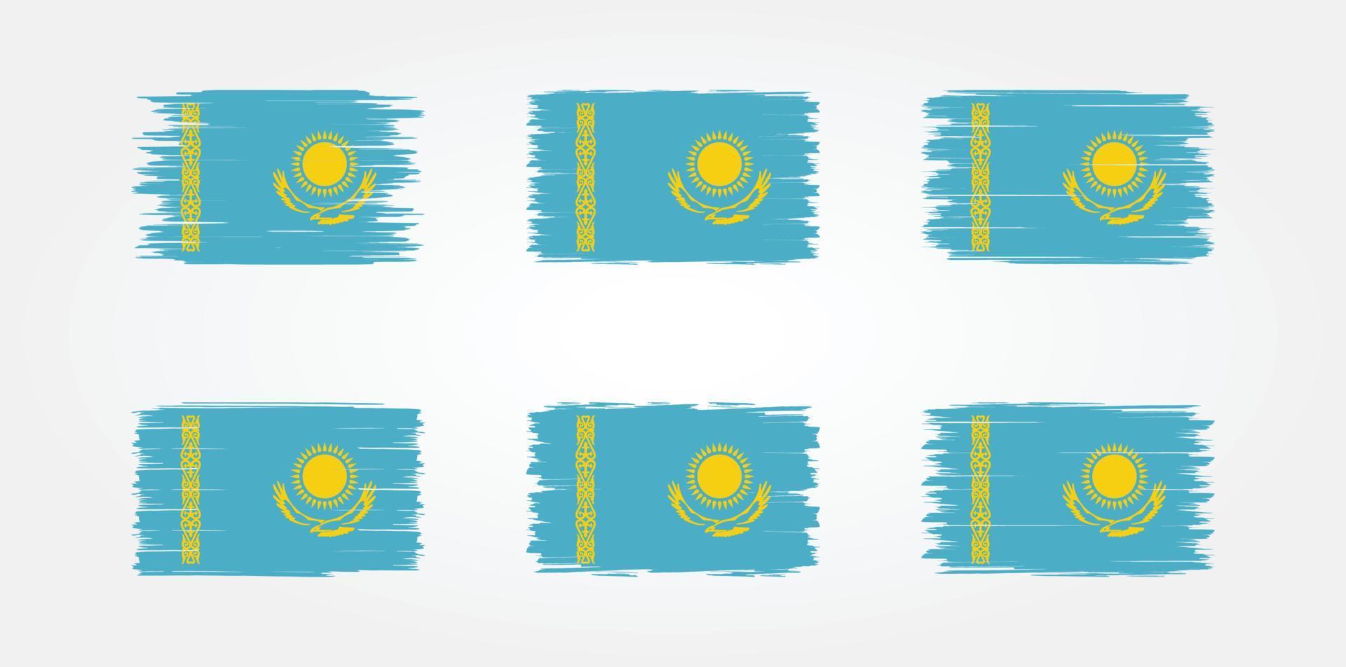 kasachstan flag pinselsammlung. Nationalflagge vektor