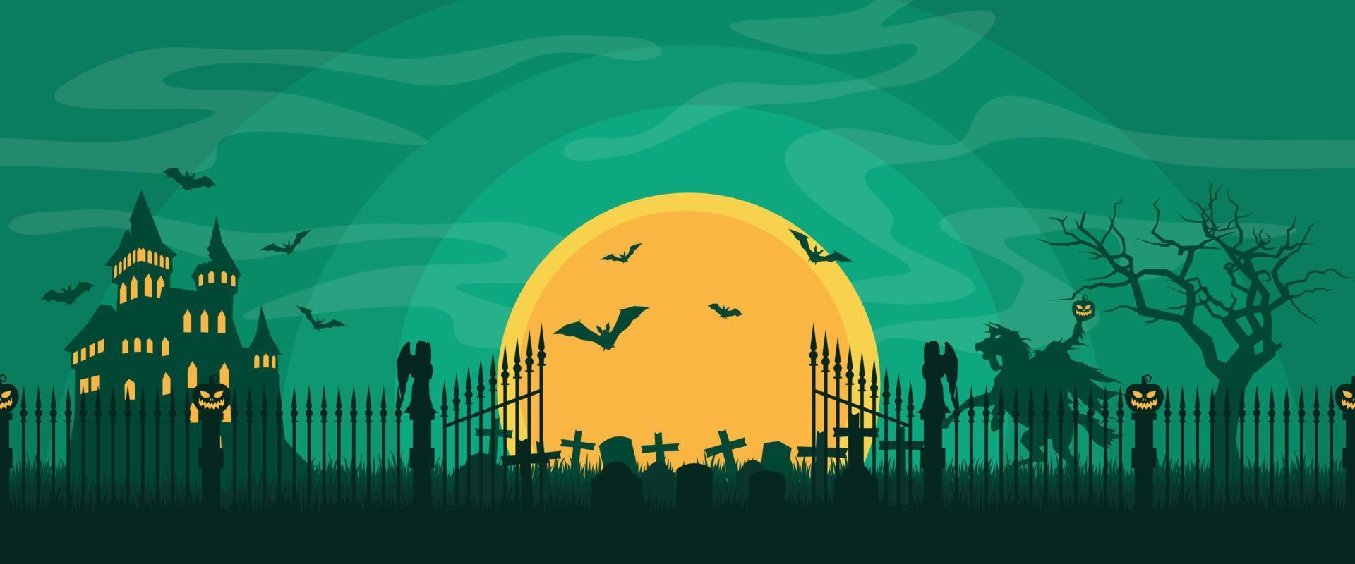 kachelbare farbenfrohe Halloween-Hintergrund-Cartoon-Szene vektor