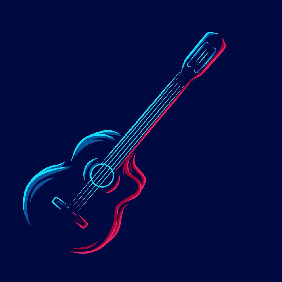 Gitarre Strichzeichnungen bunte Logo-Vektor-Design-Illustration. vektor