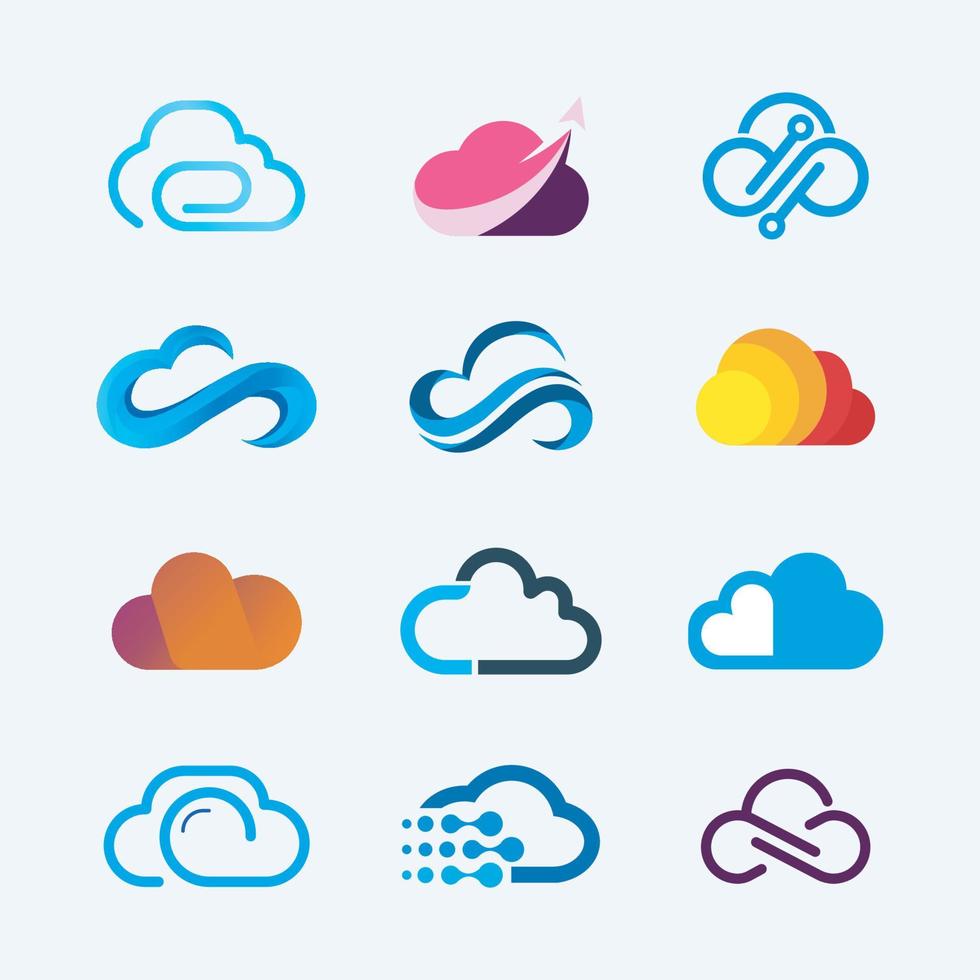 moln logotyper samling symboldesigner för företag vektor