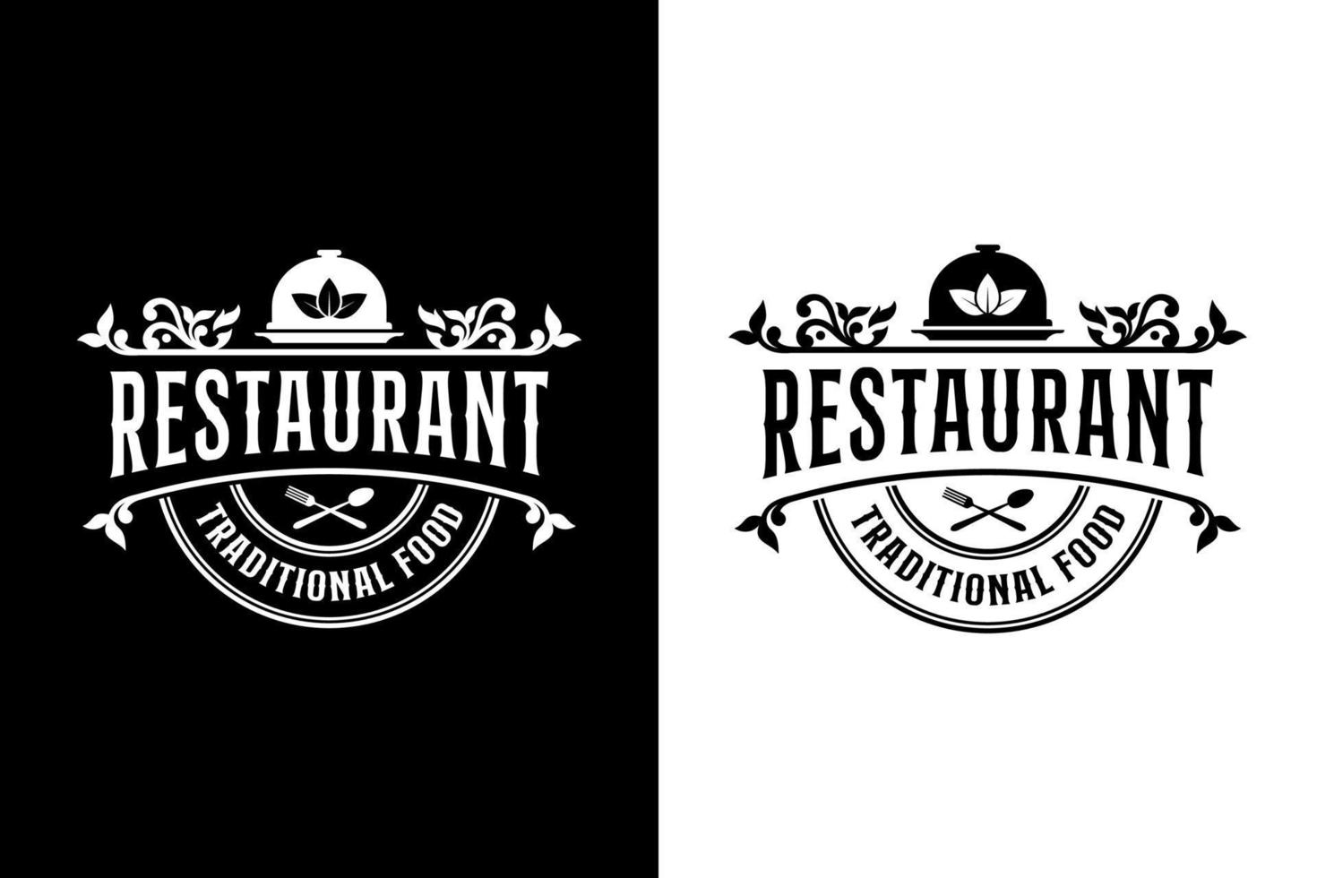 Restaurant traditionelles Essen im Vintage-Stil Design-Logo vektor