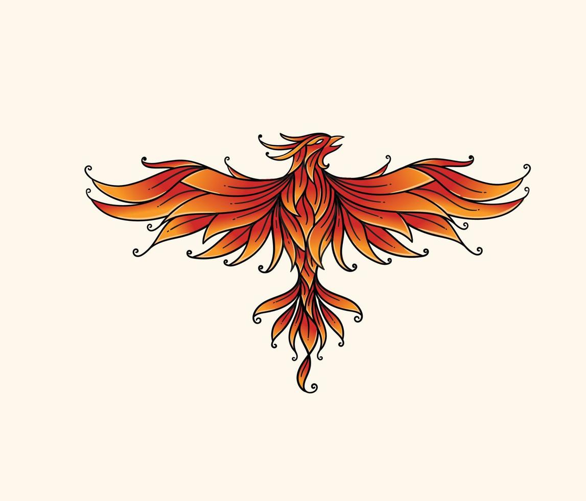 dekorative fliegende Phoenix-Vogel-Vektorillustration vektor