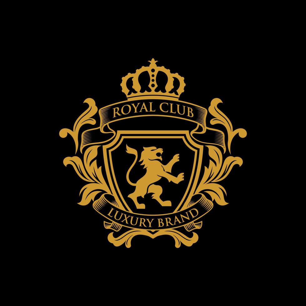 royal lyx heraldiska vapen logotyp design vektor mall