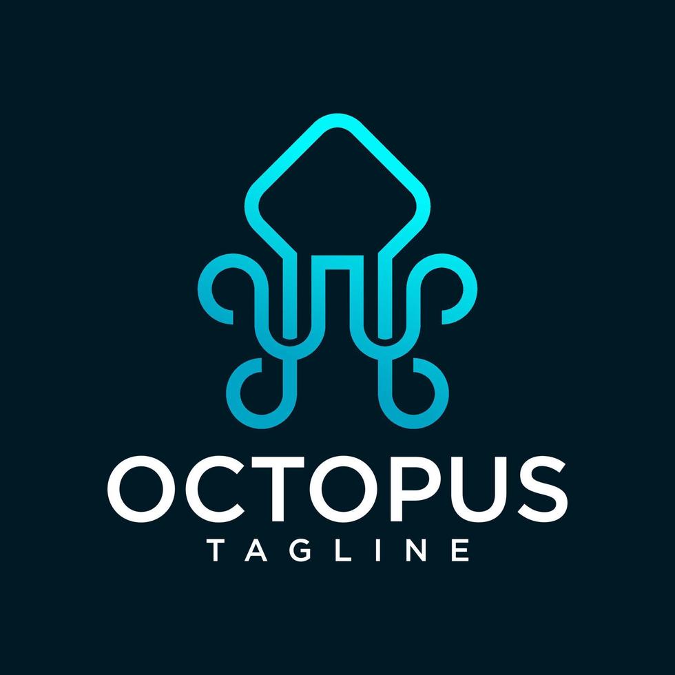 Oktopus-Linie Kunst-Logo-Design-Vektor-Illustration vektor