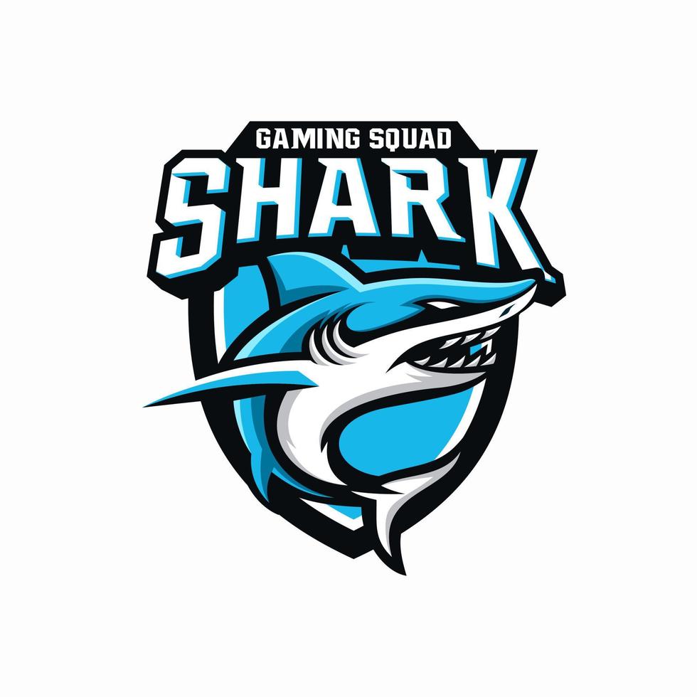 shark e-sport gaming maskot logotyp mall vektor