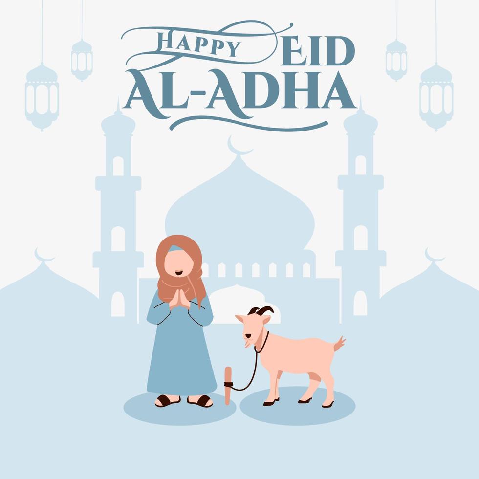 glad eid al adha muslimsk unge vektor