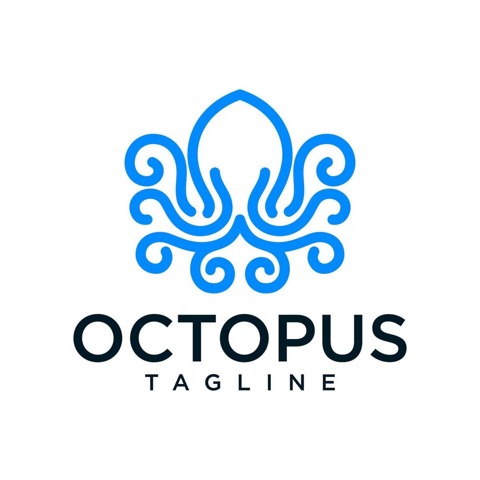 Oktopus-Linie Kunst-Logo-Design-Vektor-Illustration vektor