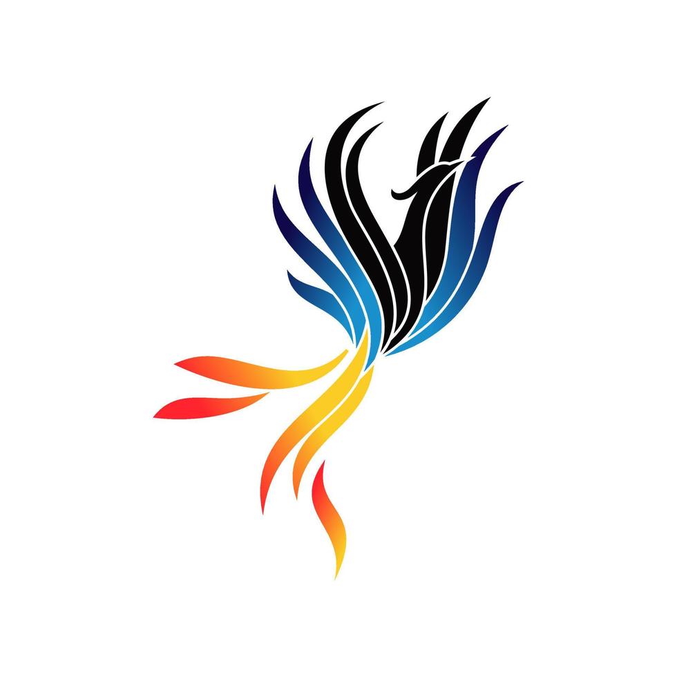 modern flammande phoenix logotyp design mall vektor illustration