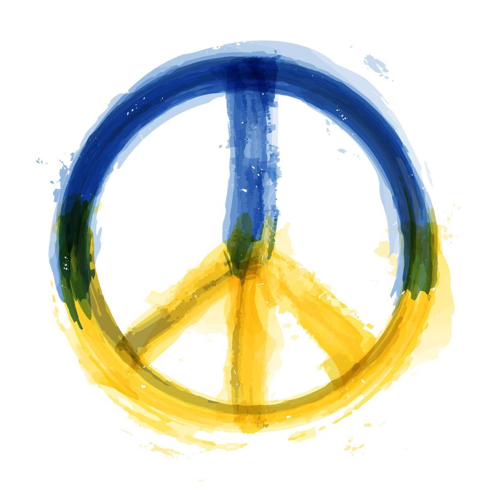 kärnvapennedrustning symbol med ukrainska flaggan färg. realistisk akvarellmålningsdesign. fredskoncept. vektor .