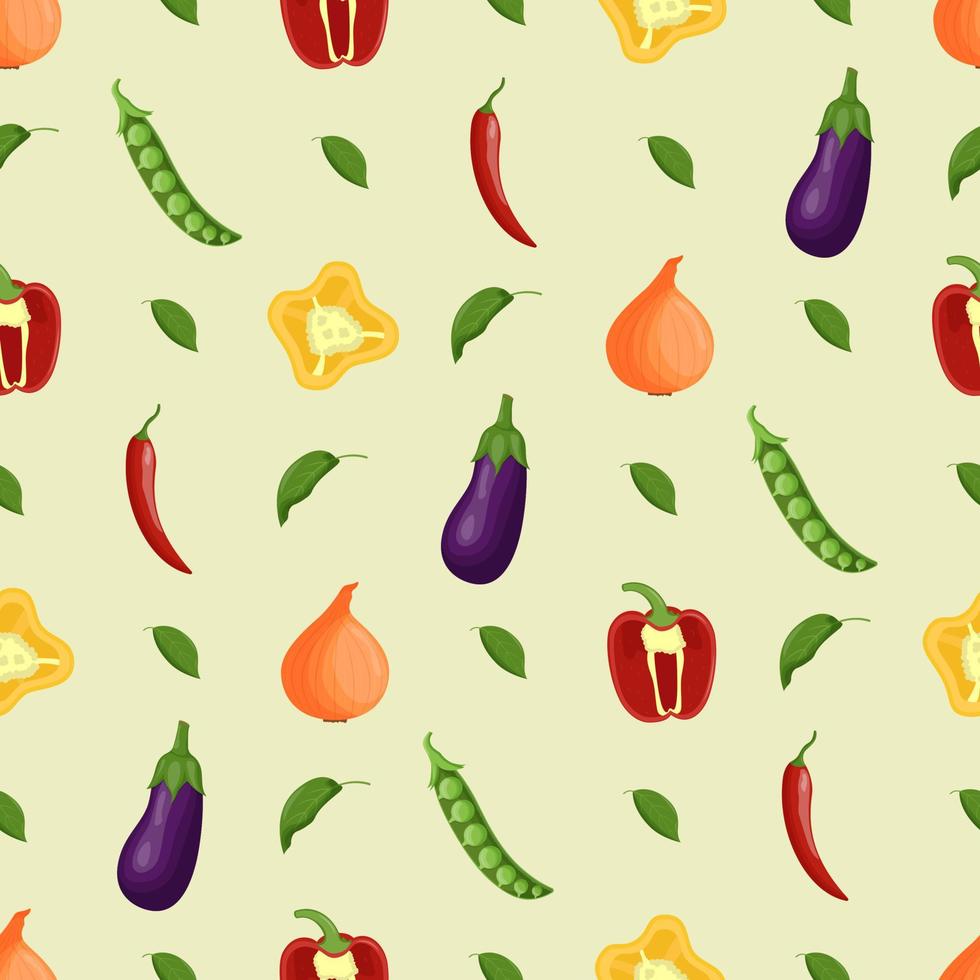 grönsaker sömlösa mönster. vegetarisk mat, hälsosam kost koncept. platt vektorillustration. vektor
