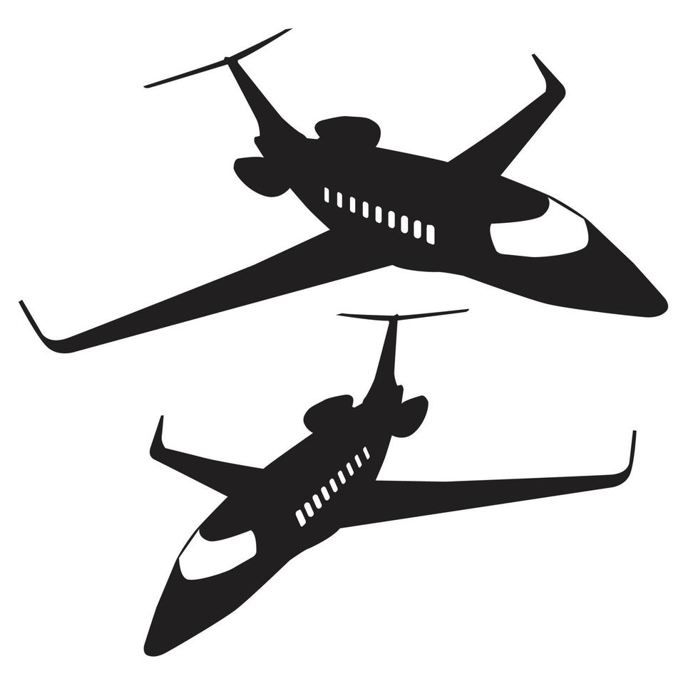 privat jet plan transport siluett samling vektor design