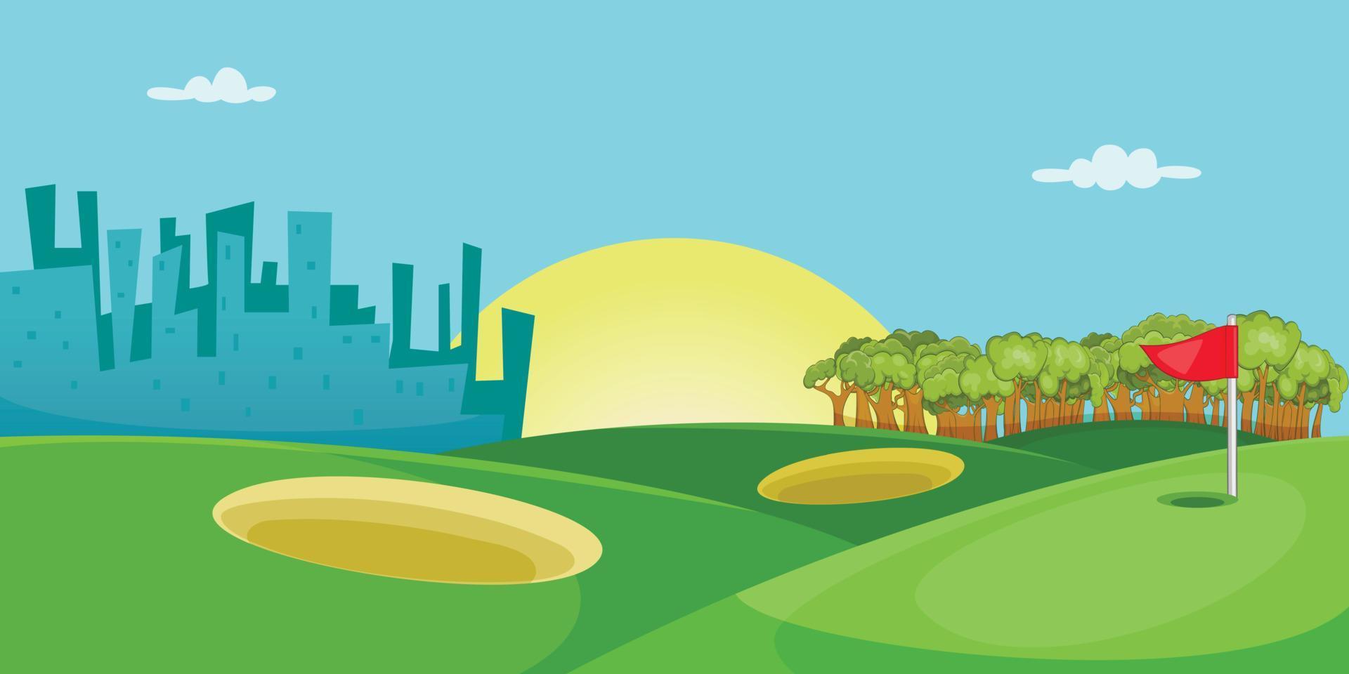 Golfplatz horizontales Banner, Cartoon-Stil vektor