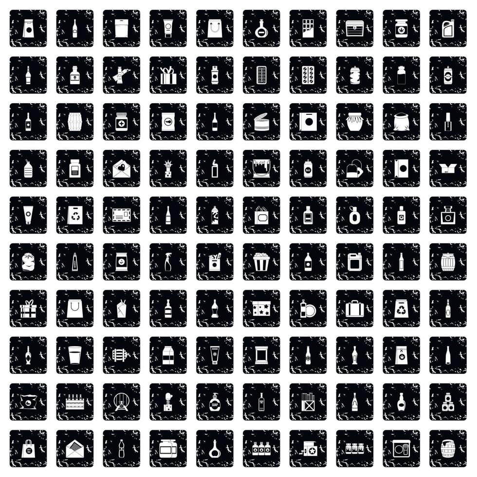 100 Verpackungssymbole gesetzt, Grunge-Stil vektor