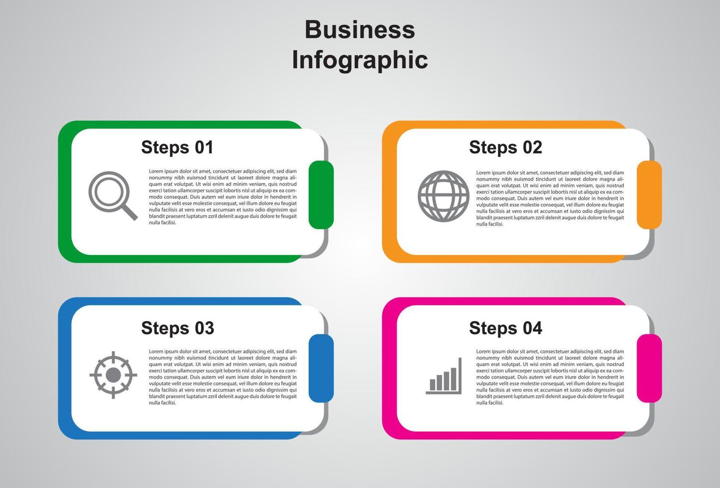 4 steg färgglada infographic element mall. design för presentation. vektor