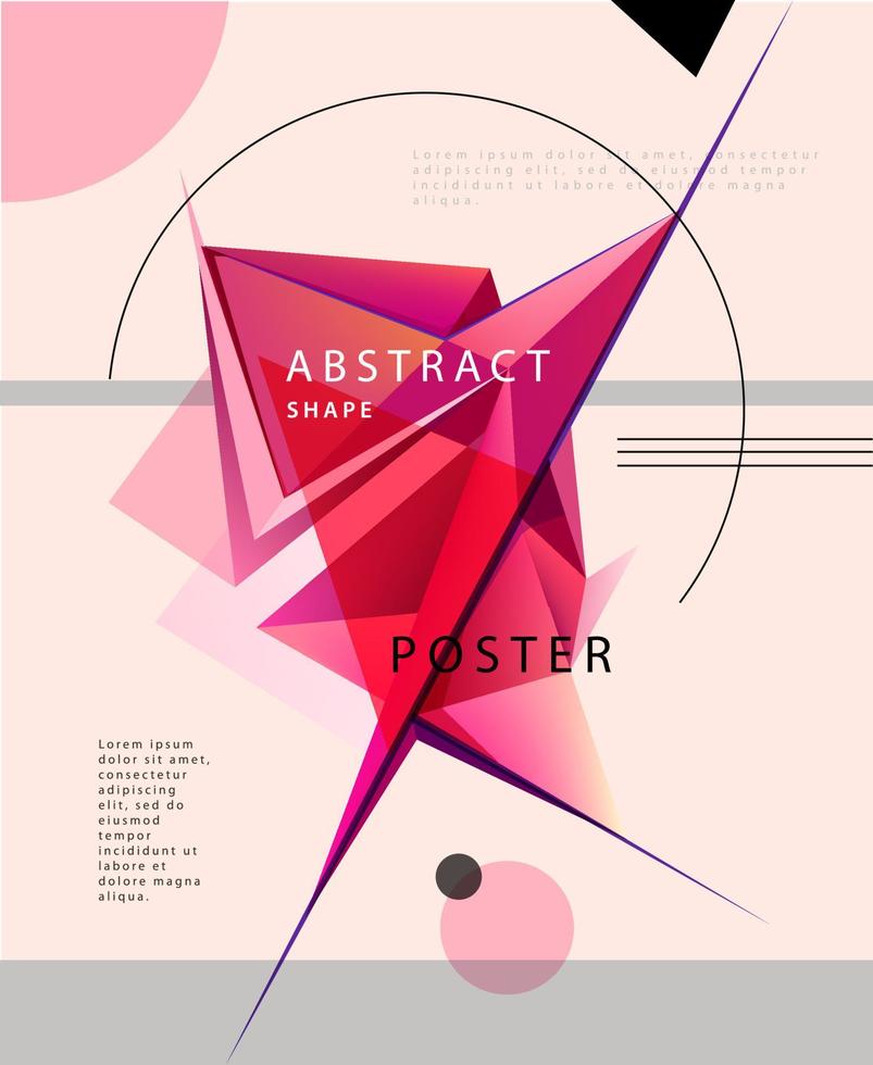 Vektor abstrakte geometrische 3D-Facettenform isoliert, Kristall, Origami-Stil. Verwendung für Banner, Web, Broschüren, Anzeigen, Poster usw. Low-Poly-moderner Hintergrund.