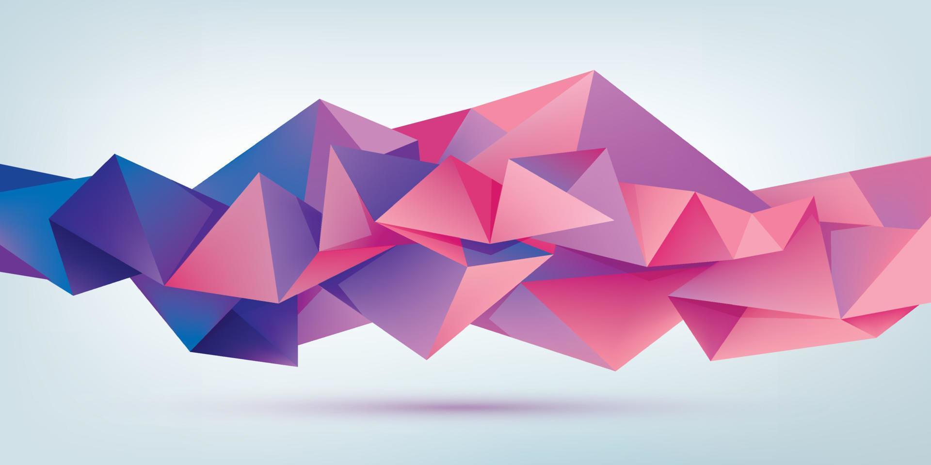 Vektor abstrakte geometrische 3D-Facettenform isoliert, Kristall, Origami-Stil. Verwendung für Banner, Web, Broschüren, Anzeigen, Poster usw. Low-Poly-moderner Hintergrund.