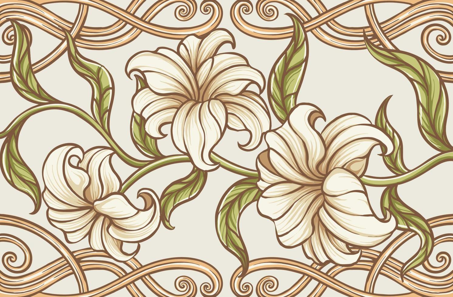 art nouveau blominspirerat tema vektor