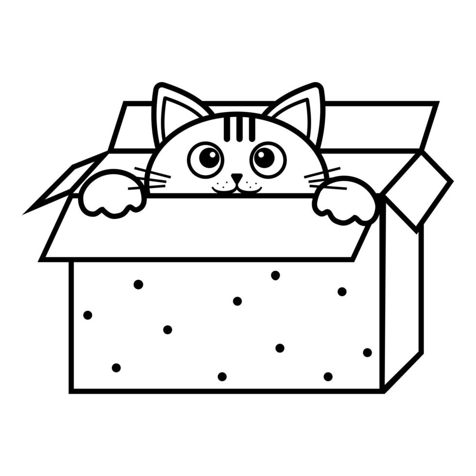 Färbung der Umrisse einer niedlichen kleinen Katze aus der Karikatur. haustier, gekritzel vektor