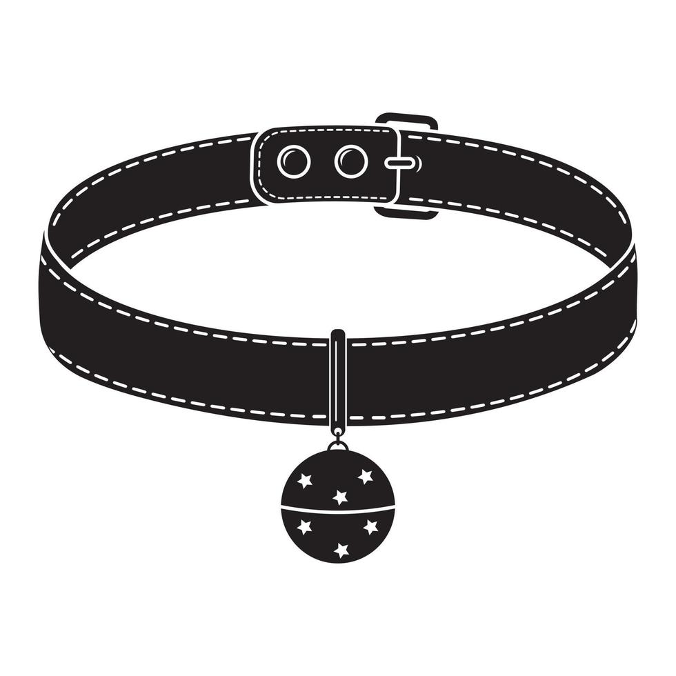 ett halsband för katter och hundar med hänge. vektor isolerad illustration av en svart ikon