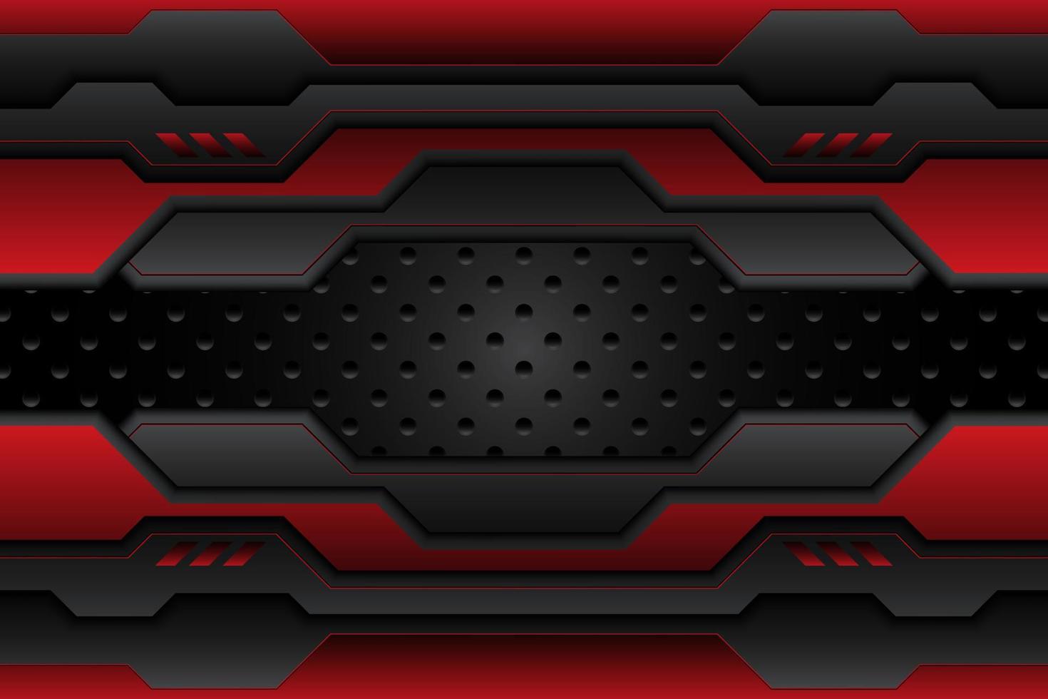 Metallplatte schwarz und kontrastierende rote Streifen auf Stahlgewebe. Vorlage moderner Technologie-Design-Hintergrund. Vektor-Illustration vektor