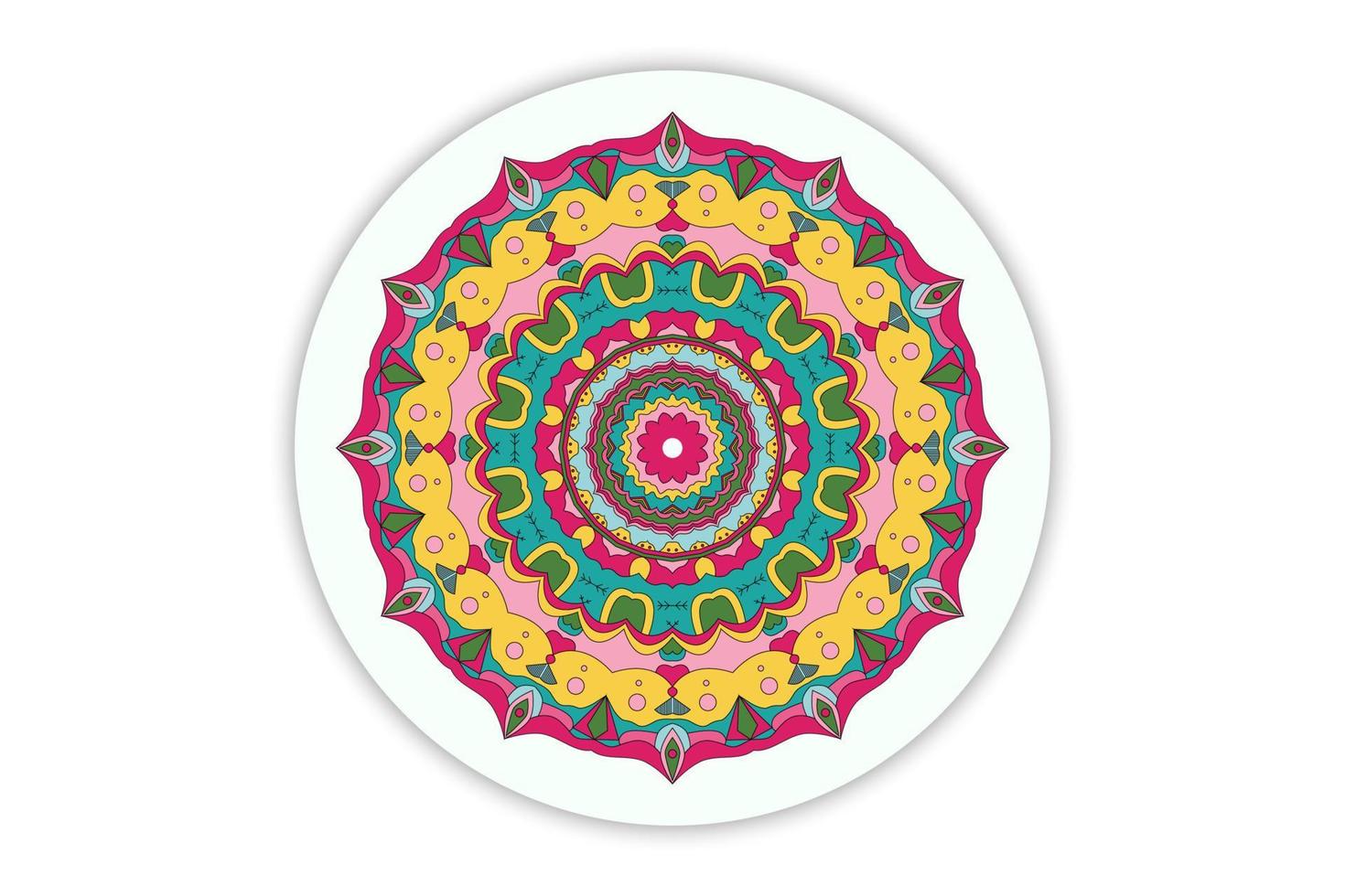 Mandala Farbmuster dekoratives Design Hintergrund handgezeichnete Linie schwarz und bunt. Vektor-Illustration vektor