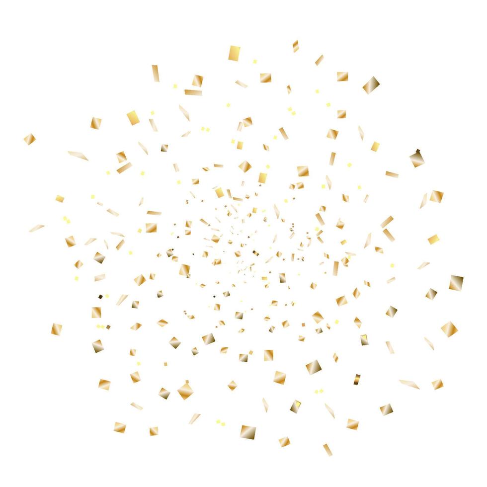 konfetti och streamerband faller på transparent bakgrund. fallande glänsande guldkonfetti. ljusa gyllene festliga glitter. festbakgrund. semester designelement för webbbanner, affisch vektor