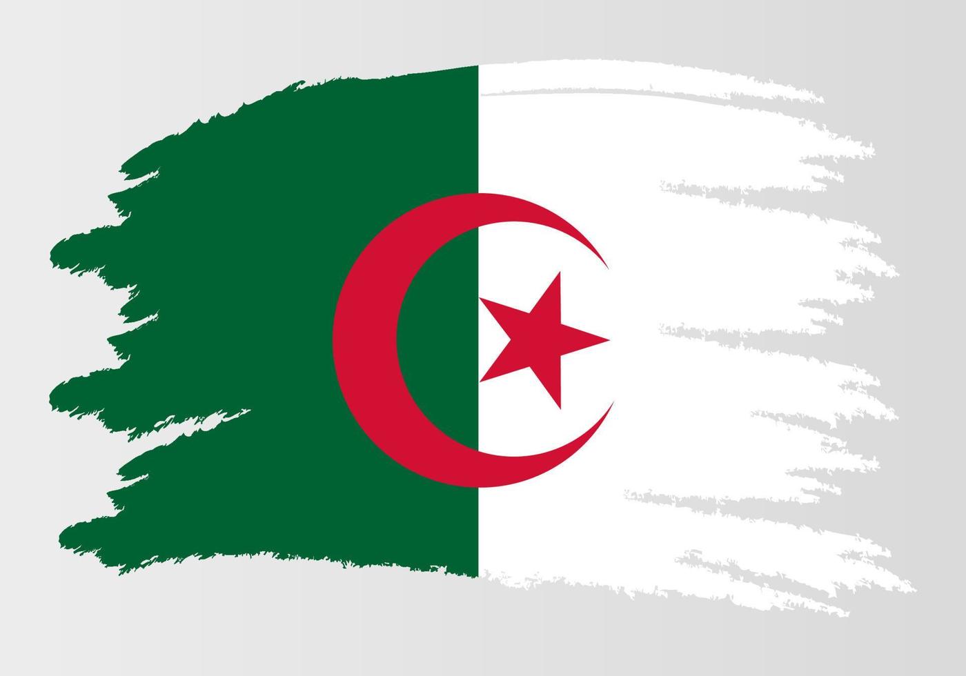 penselmålad Algeriets flagga handritad stilillustration med grungeeffekt och akvarell. vektor